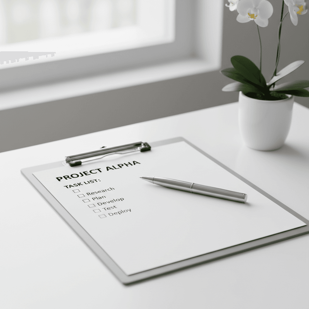 Clipboard with checklist on a desk